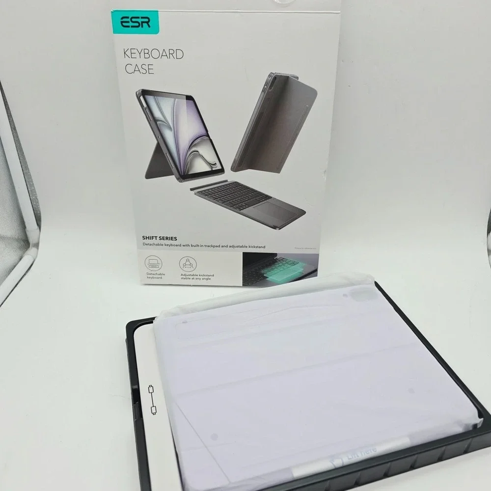 ESR iPad Air 11 Case Detachable Keyboard Multi-Angle Stand Purple M4 M3 M2